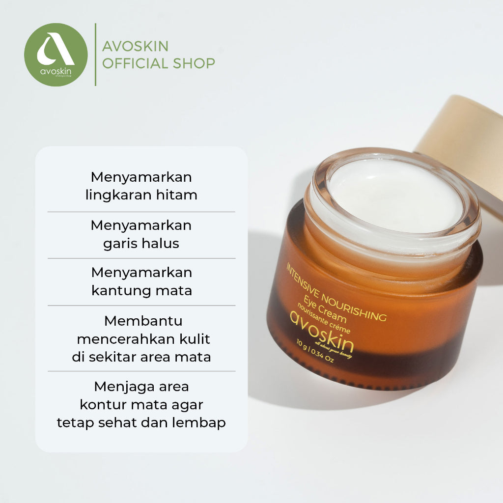 AVOSKIN Intensive Nourishing Eye Cream Alpha Arbutin + Squalane + Kojic Acid + Retinol + Peptide + Edelweiss Extract | 10 gr