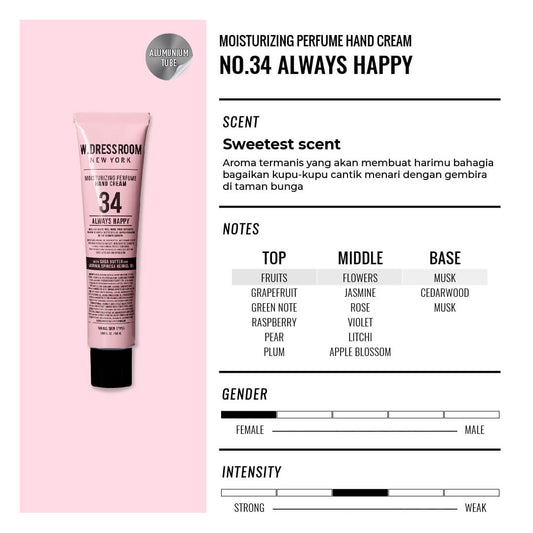 WDressroom Hand Cream No. 34 Always Happy - Perfumed Lotion | 50 ml