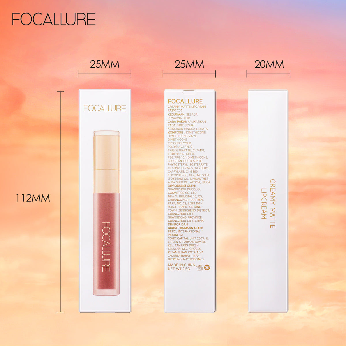 FOCALLURE CREAMY MATTE LIPCREAM FA210-203