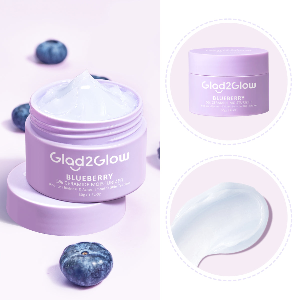 Glad2Glow Blueberry 5% Ceramide Barrier Repair Moisturizer | 30 g