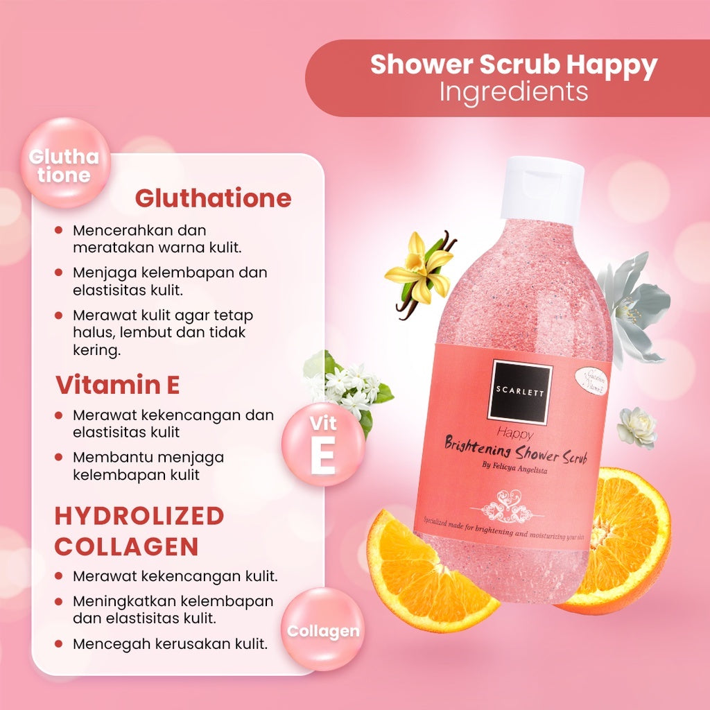 Scarlett Whitening Brightening Shower Scrub Happy | 300 ml