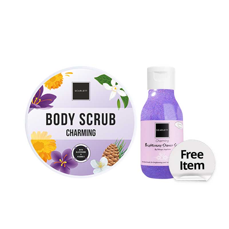 [Combo] Scarlett Whitening Body Scrub Charming + Free Shower Scrub Charming 30 ml