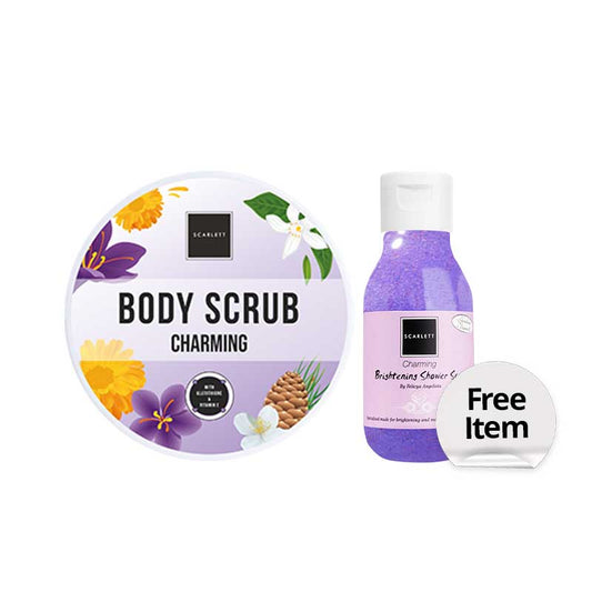 [Combo] Scarlett Whitening Body Scrub Charming + Free Shower Scrub Charming 30 ml