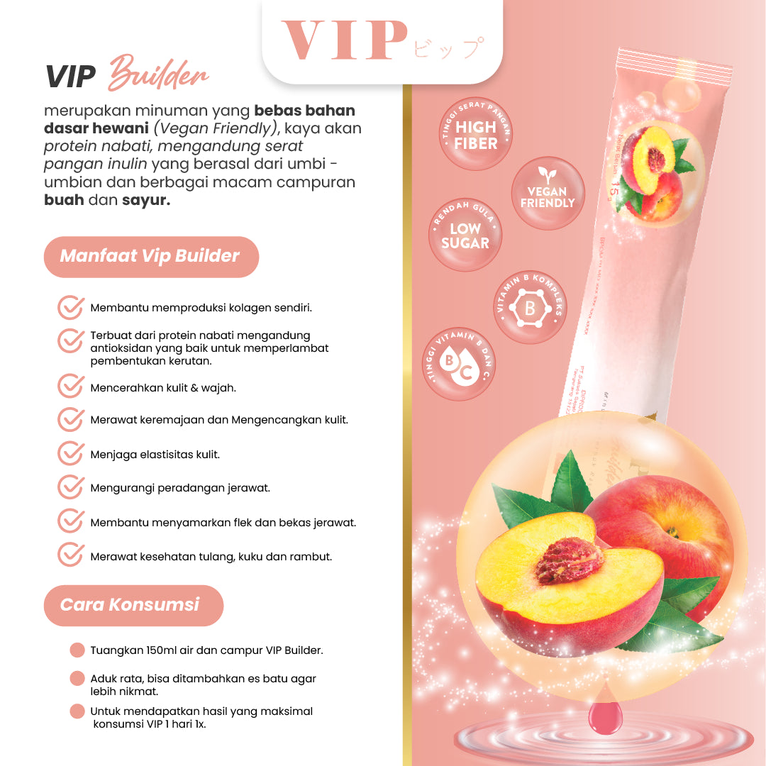 VIP Peach Builder Plant Based Travel Box 5 Sachet | 75g