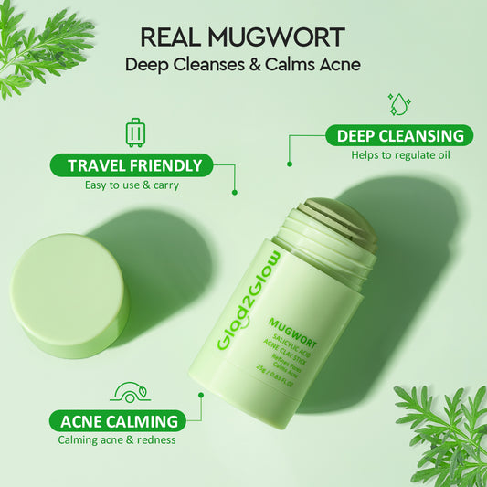 Glad2Glow Mugwort Salicylic Acid Acne Clay Stick | 25g