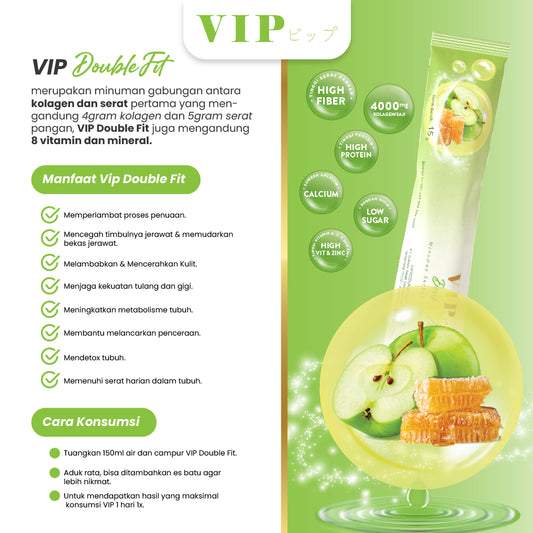 VIP Apple Double Fit (Collagen + Fiber) Travel Box 5 Sachet | 75g