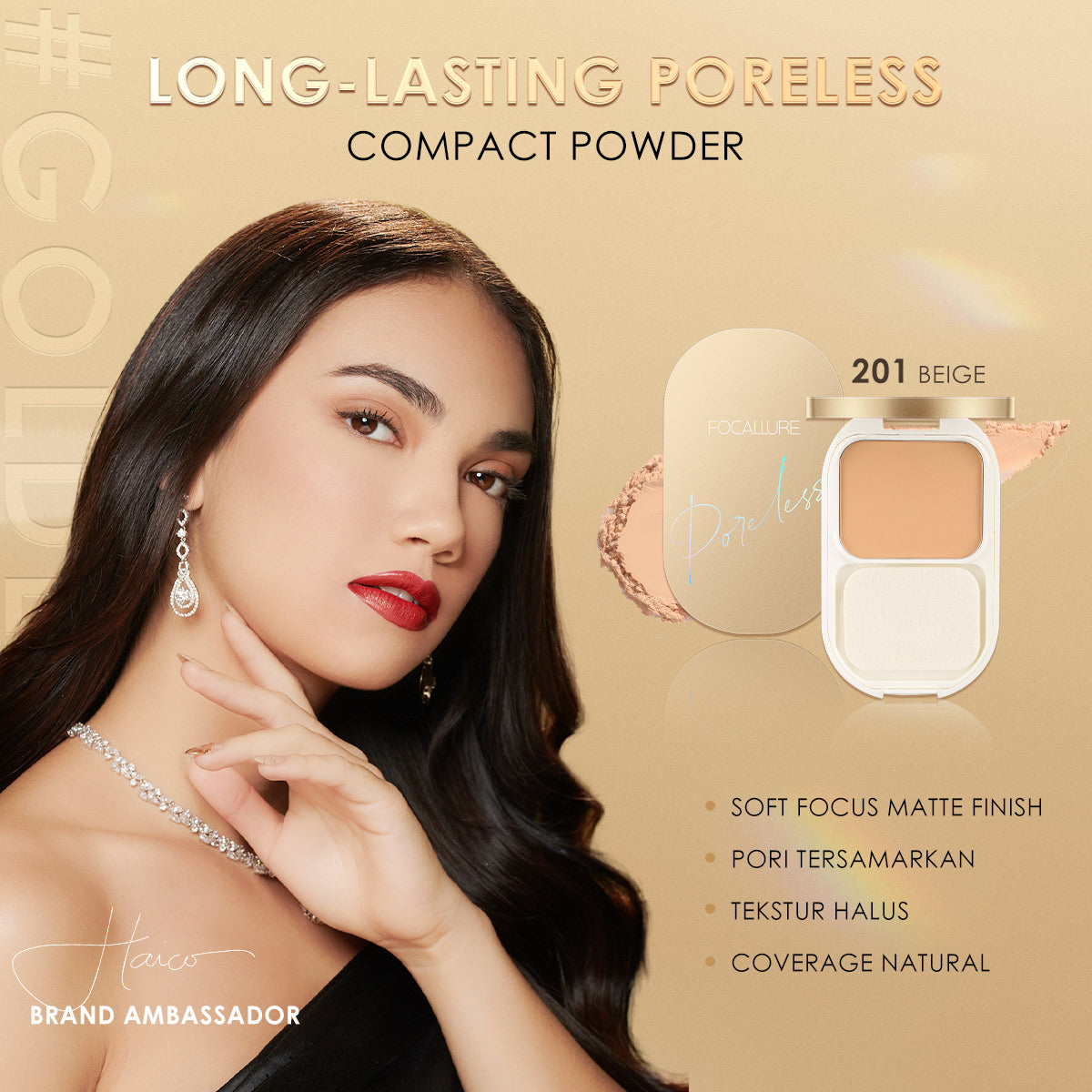 Focallure Lasting Poreless Compact Powder FA206 - 201