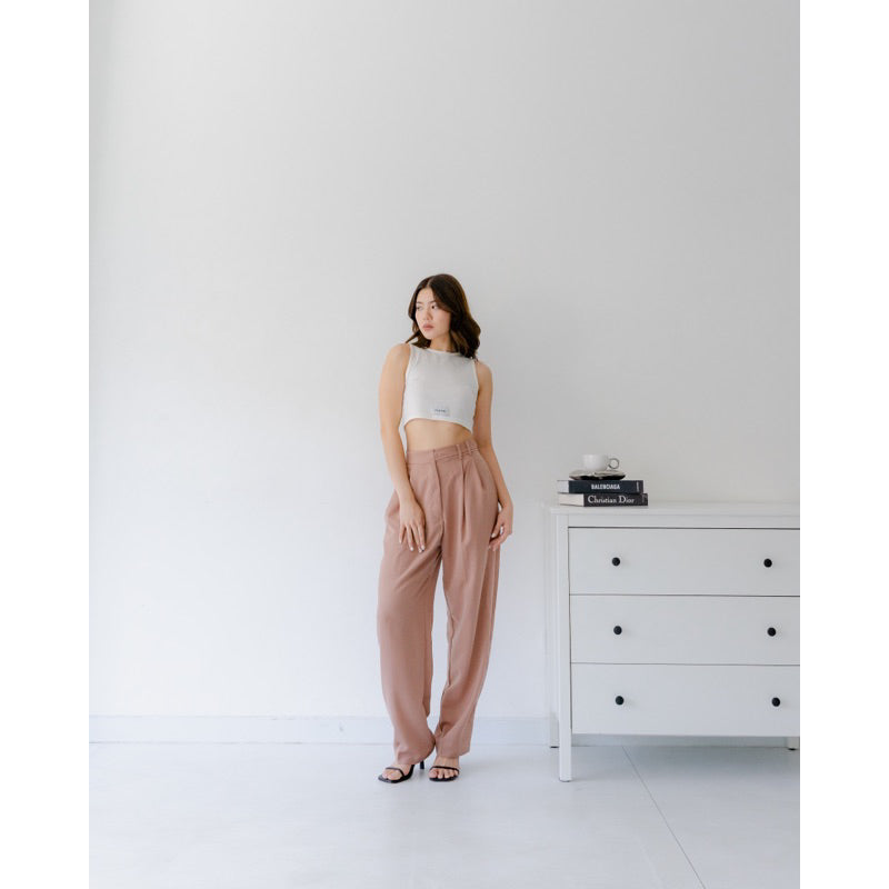 POÃME MARGO PANTS| HIGHWAISTED STRAIGHT LEG PANTS | Oat,M