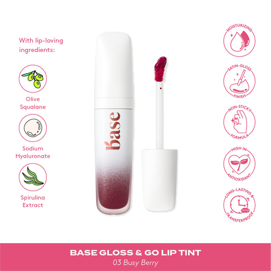 BASE Gloss & Go Lip Tint Busy Berry