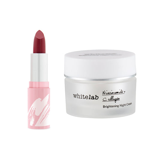 [Combo] Whitelab Brightening Night Cream + [Free] Pinkberry Lip Moist It's Wine