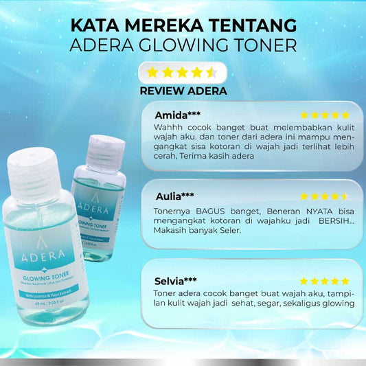 Adera Paket Glowing (Cream, Facial Wash, Toner) | 250gr