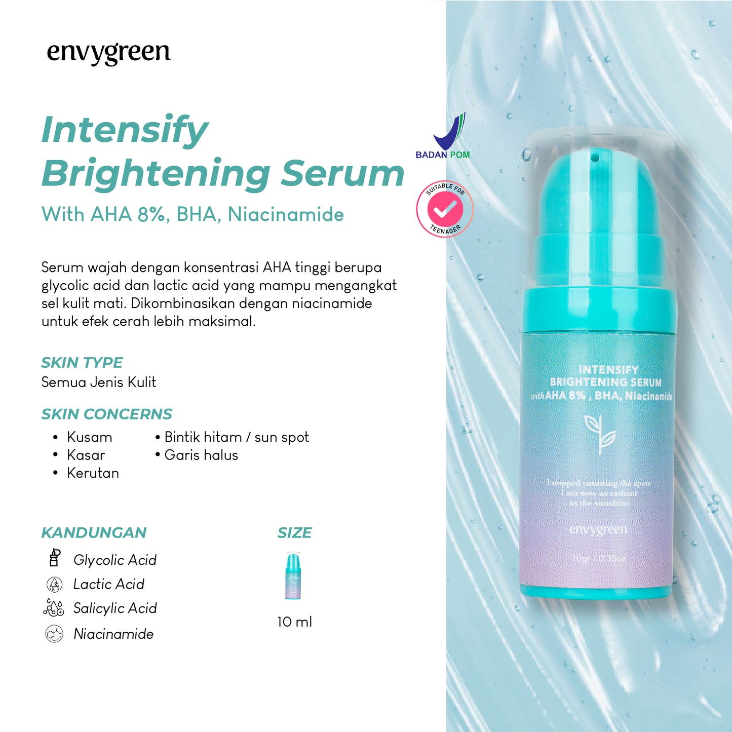 [ Not For Sale ] Envygreen Intensify Brightening Serum AHA 8% | 10 g