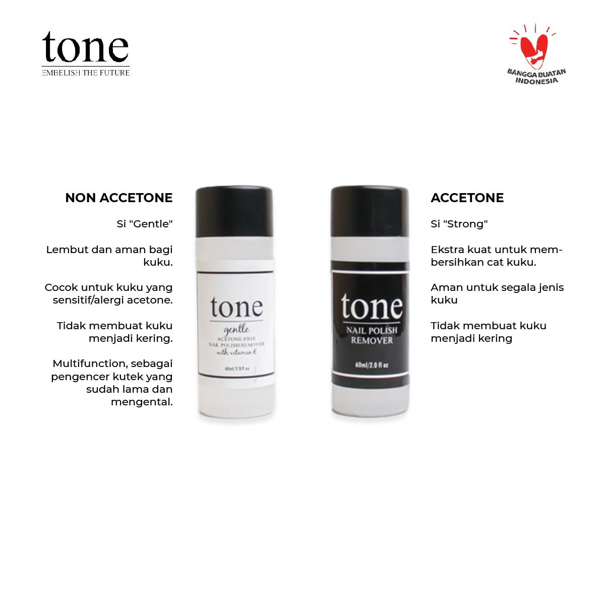 Tone Nail Polish Gentle Non Acetone | 60 ml