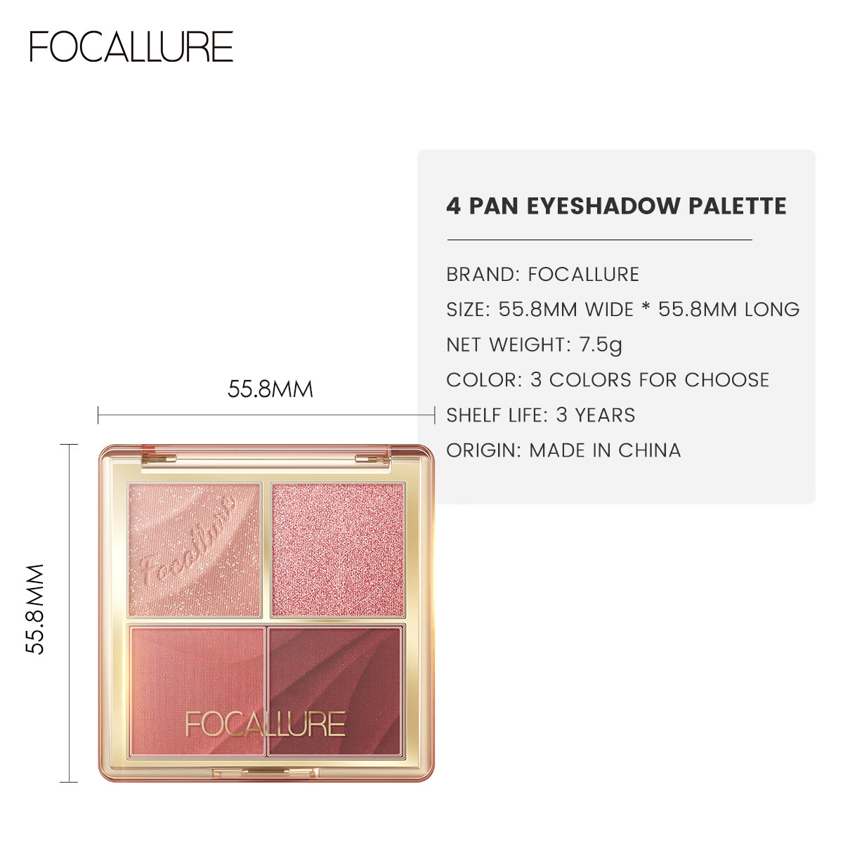 FOCALLURE 4 PAN EYESHADOW PALETTE FA314 BR04