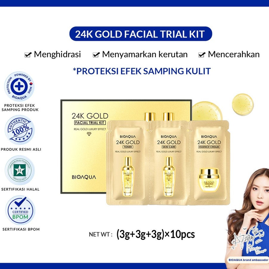 BIOAQUA 24K Gold Facial Trial Kit (3g+3g+3g) Ã10pcs