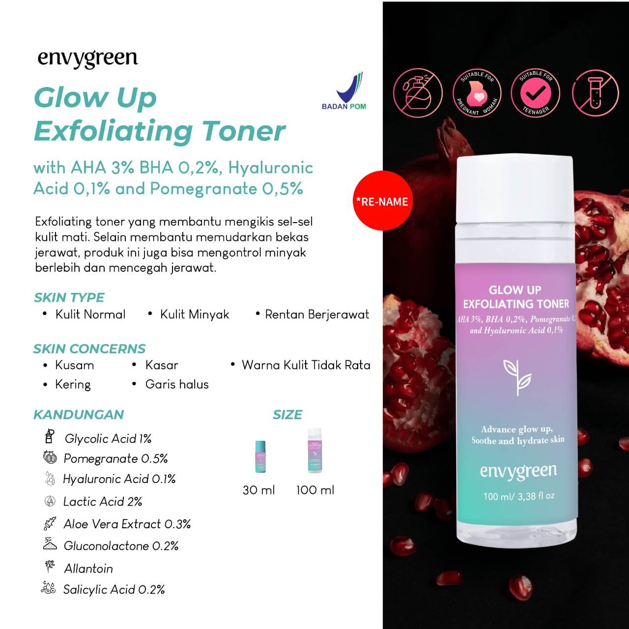 Envygreen Glow Up Exfoliating Toner | 100 ml