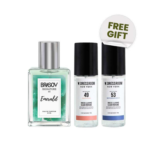 COMBO 2+1 Brasov EDP Signature Emerald - 05 & WDressroom  No. 49 Peach Blossom - 70 ml FREE Tester W Dressroom