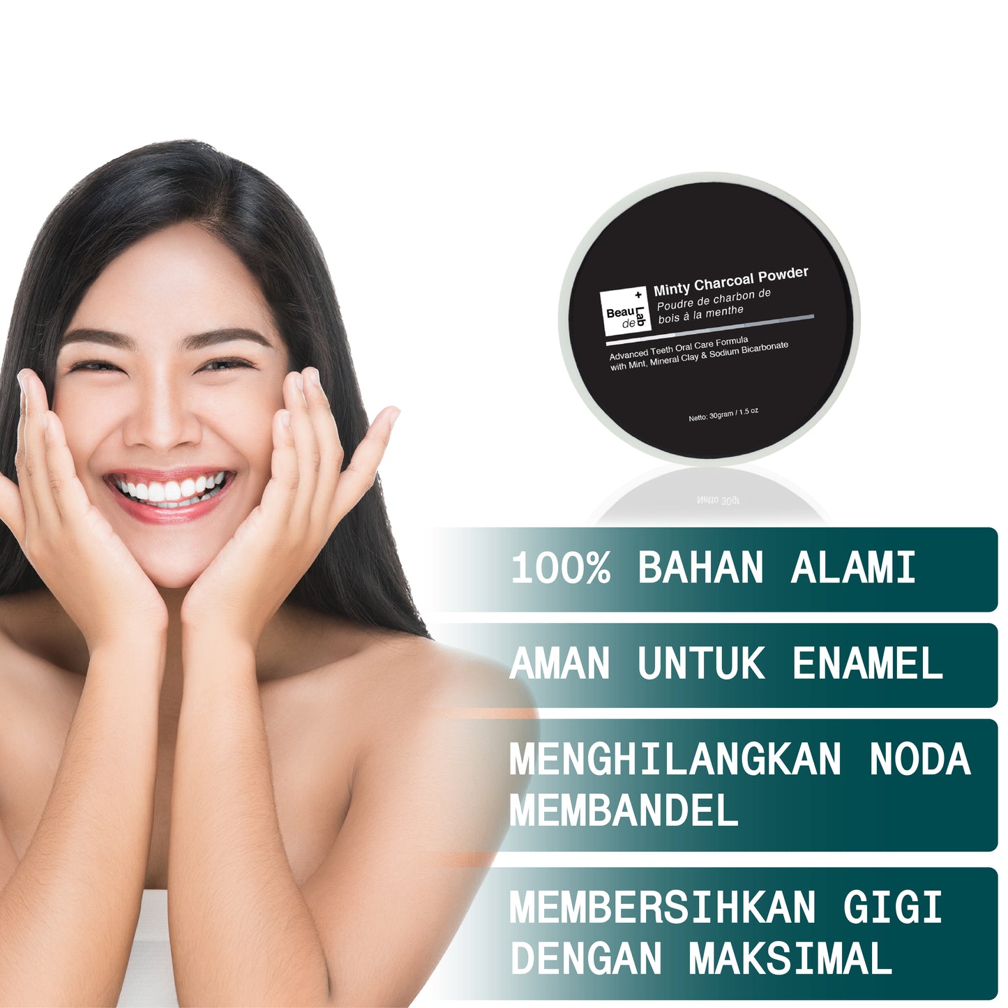 Beaudelab Minty Charcoal Powder For Teeth Detoxification (Arang Aktif Detoks Karang & Pemutih Gigi) | 30 g