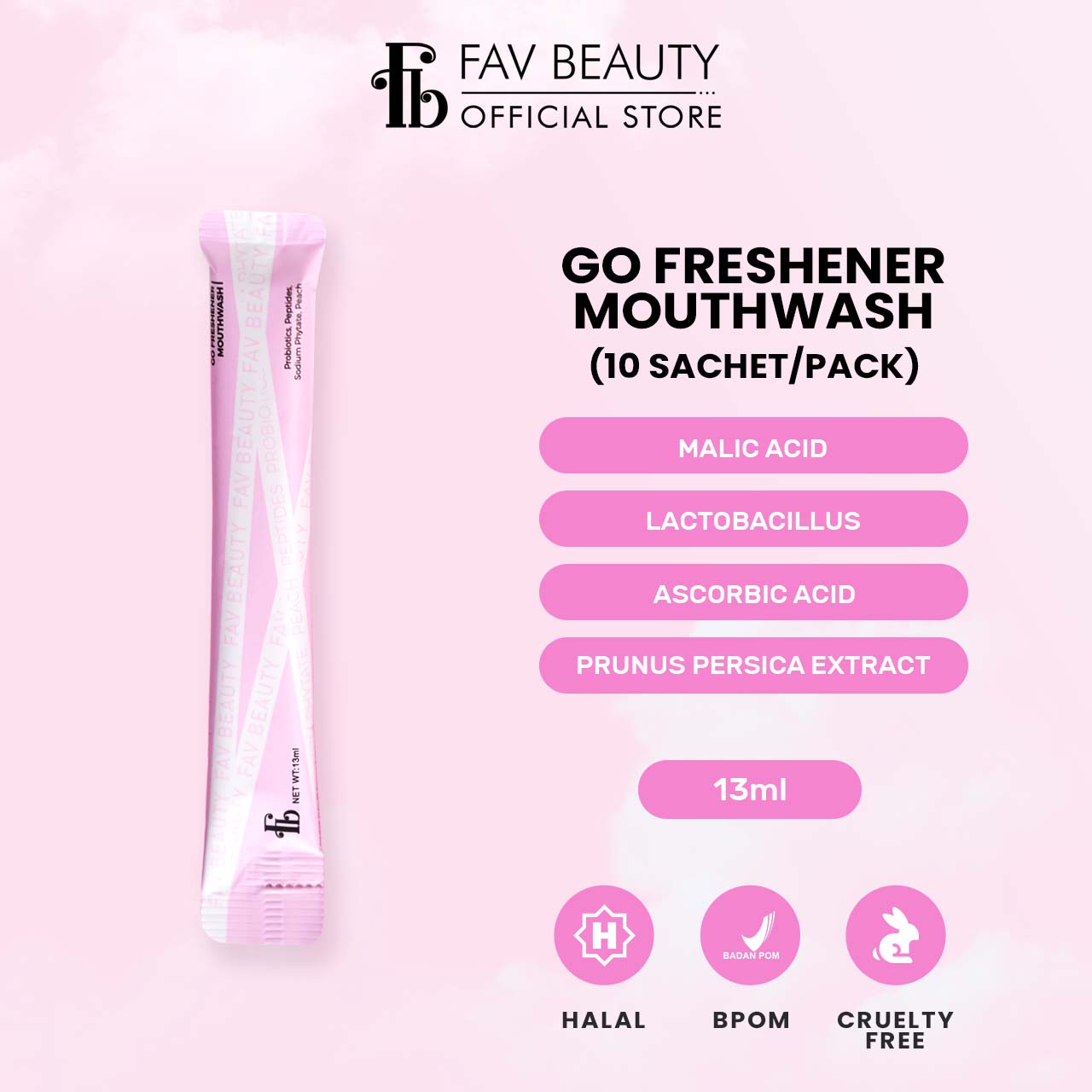 FAV Beauty Go Freshener Mouthwash Sachet | 13 ml x 10 pcs