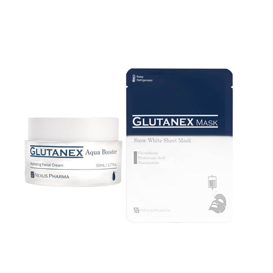 [Combo] Glutanex Snow White Sheet Mask + Glutanex Aqua Booster Hydrating Facial Cream