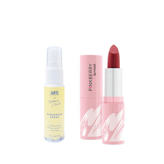 [Combo] Pinkberry Lip Moist Warm Flame + Jarte Beauty Sunscreen Spray X Natanie Christy (30 ml)