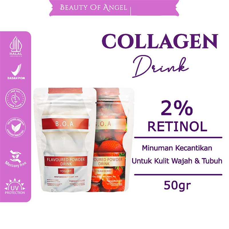 Beauty Of Angel Collagen Drink Paket 2 varian Strawberry & Yoghurt | 50 g