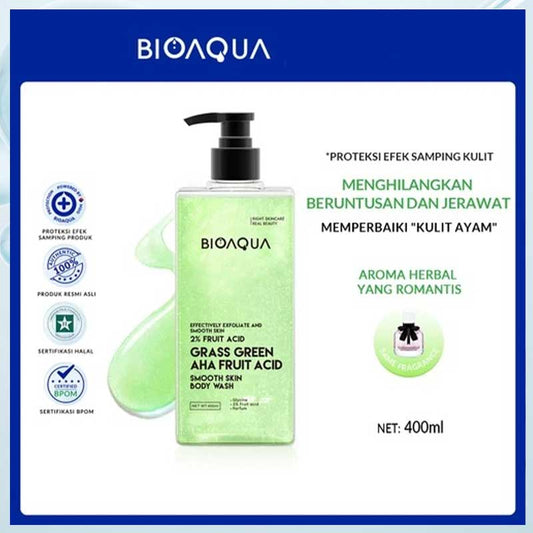 BIOAQUA Grass Green AHA Fruit Acid Smooth Skin Body Wash(2.0N) 400ml