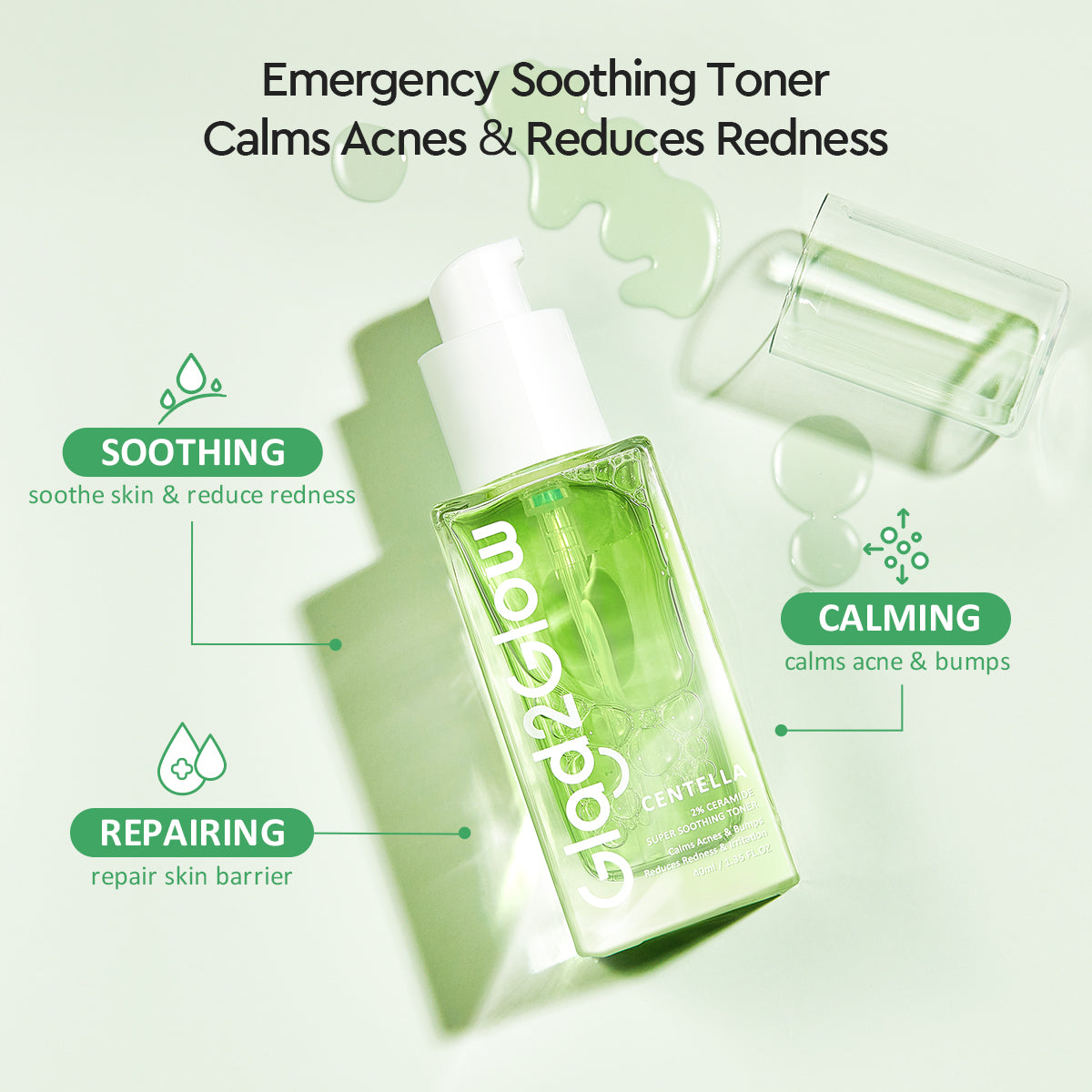 Glad2Glow 2% Centella Ceramide Super Soothing Toner | 40 ml