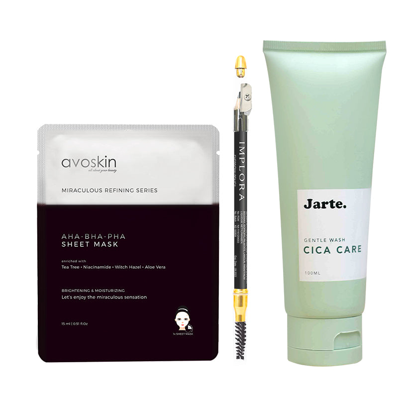 [Combo 15+4] Jarte Beauty Cica Care Gentle Wash (100 ml) + [Free x2] Implora Eye Pencil + [Free x2] Avoskin Sheet Mask