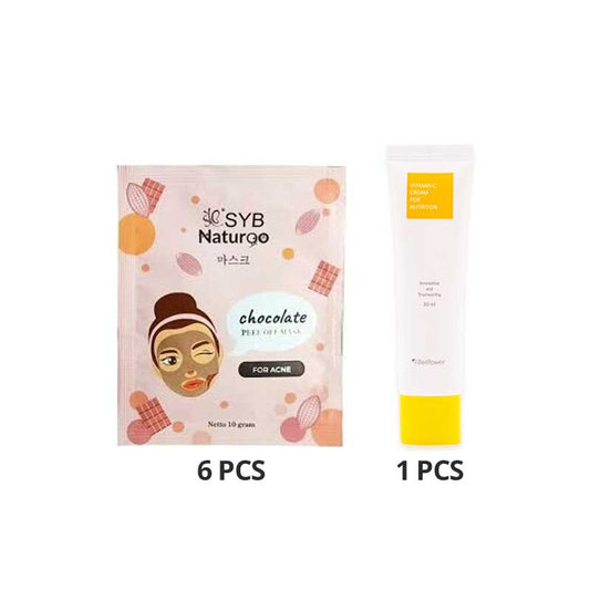 COMBO 6+1 Syb Natur90 Chocolate Peel Off Mask | Box 10 x 10 gr FREE Bellflower