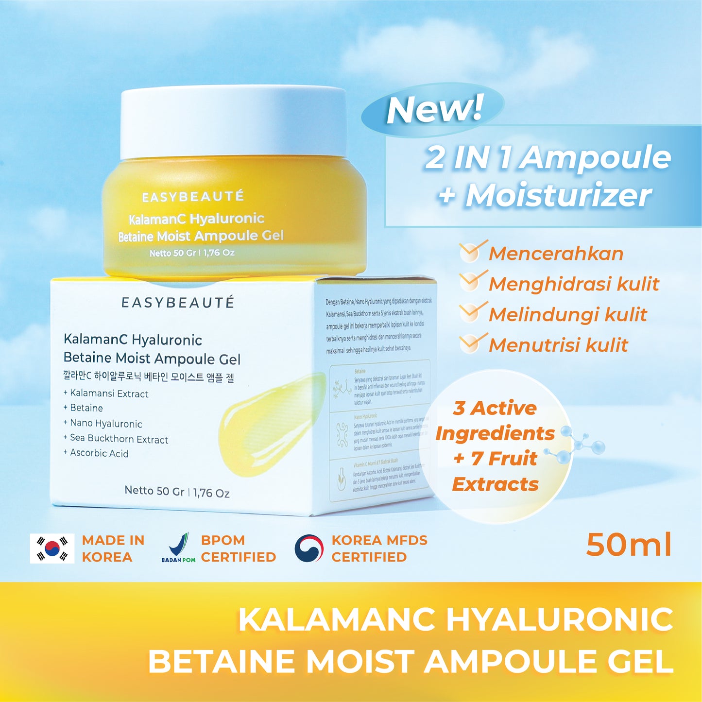 Easybeaute KalamanC Moisturizer 2in1 Ampoule Gel | 50gr