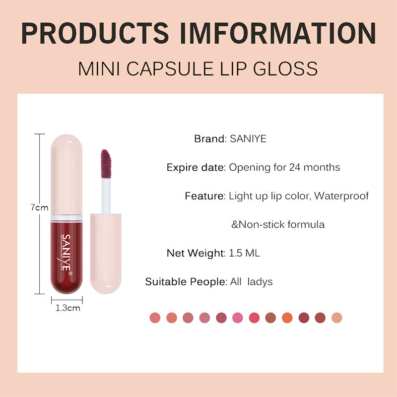 SANIYE Long Lasting Capsule Lip Matte Gloss L1135 14#