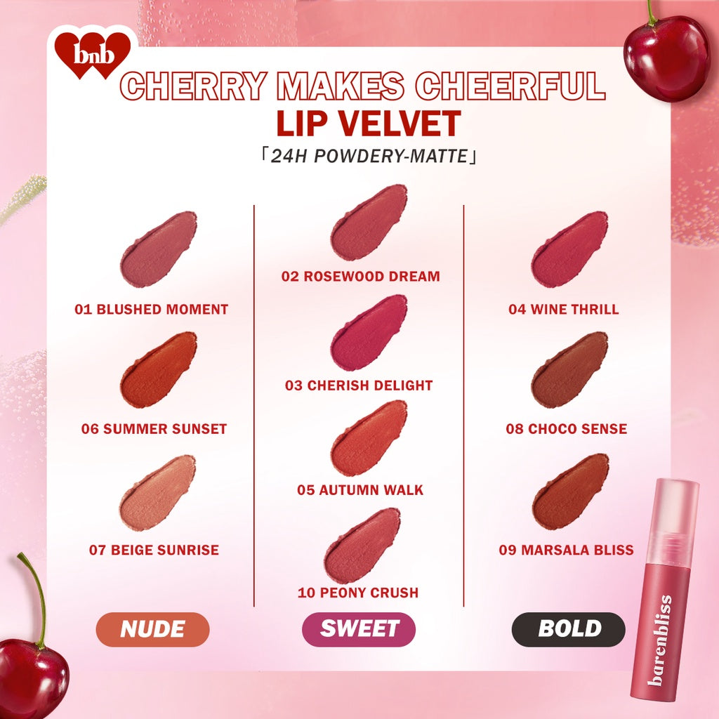 Barenbliss CHERRY MAKES CHEERFUL LIP VELVET 08 CHOCO SENSE