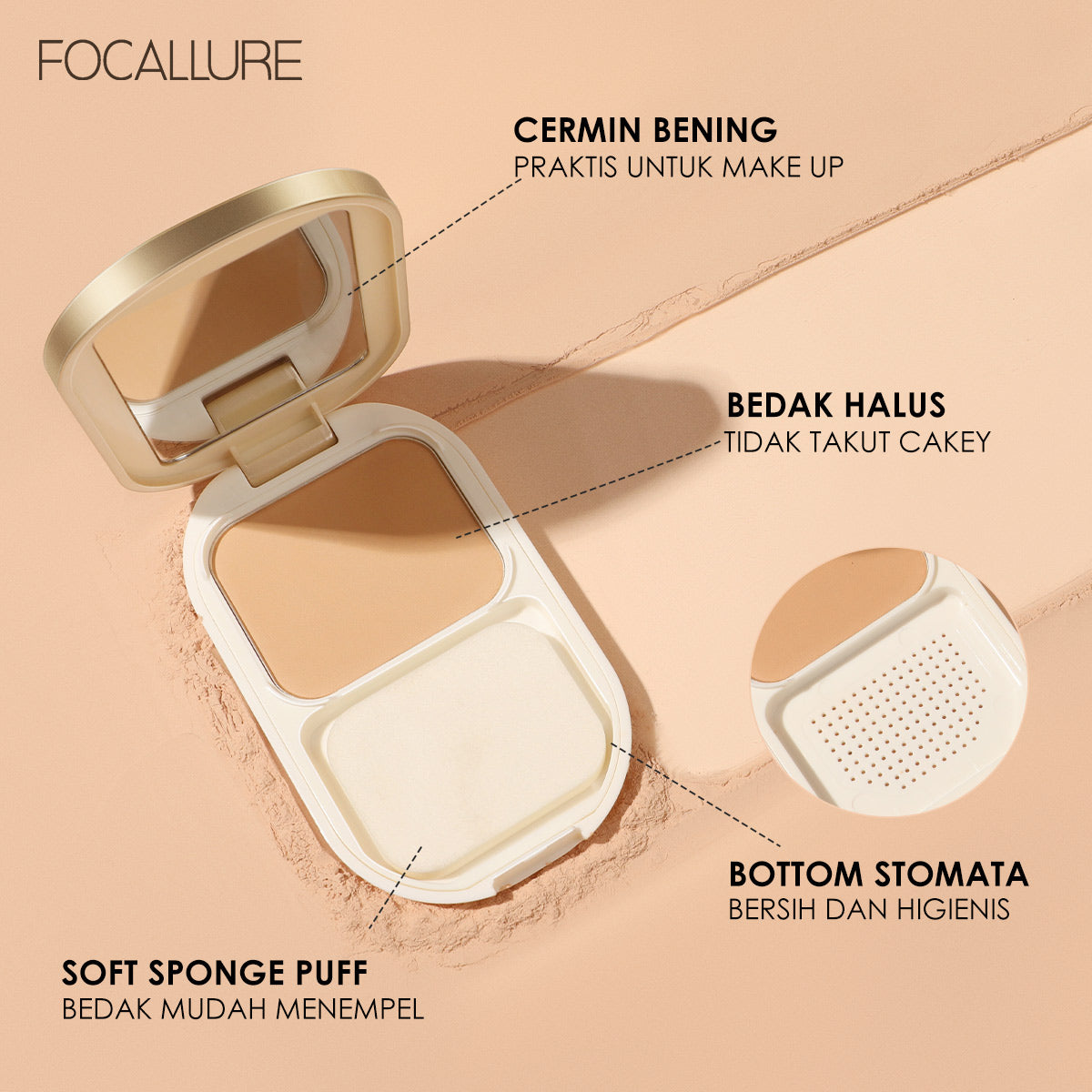 Focallure Lasting Poreless Compact Powder FA206 - 101