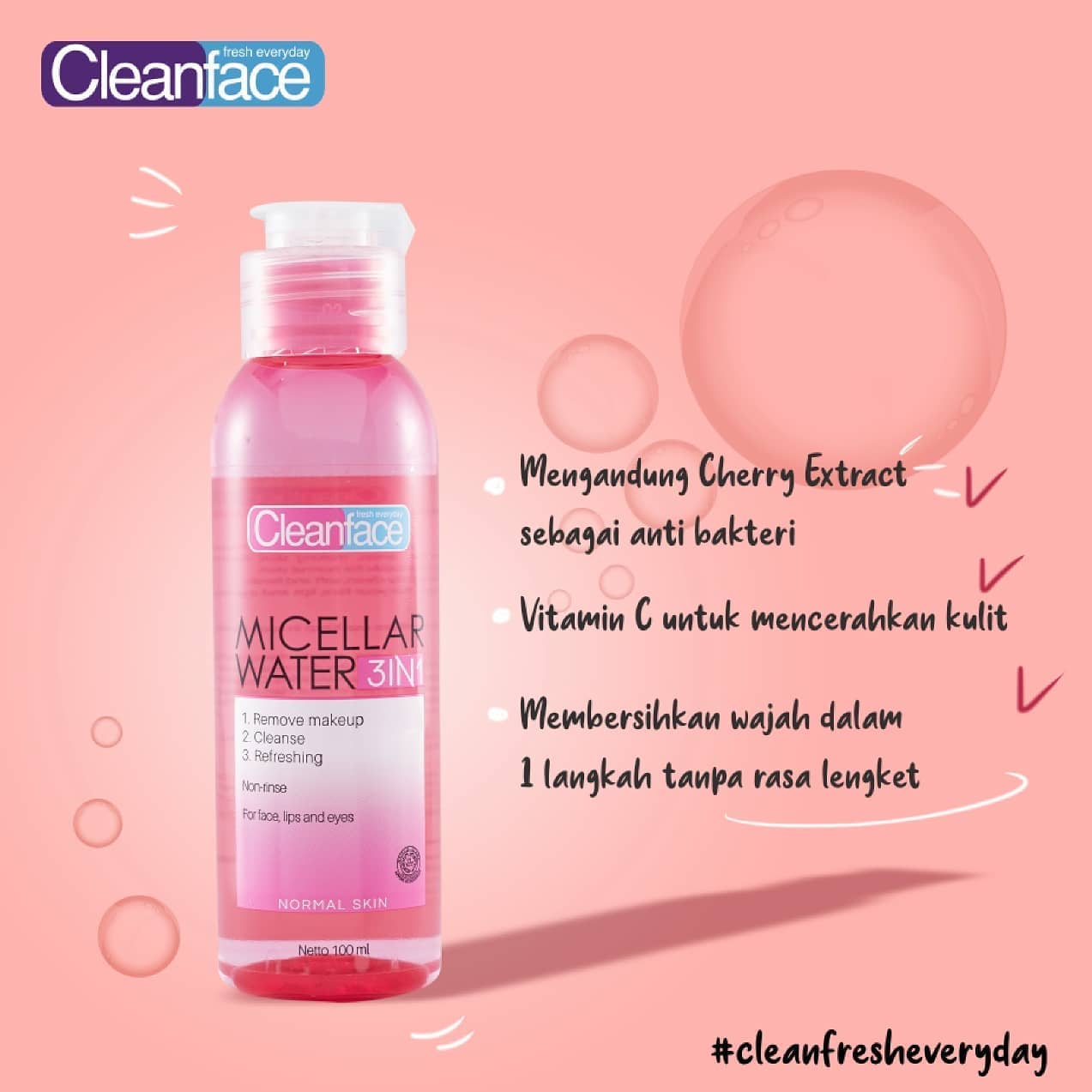 Clean Face Micellar Water 3In1 Normal Skin | 100 ml