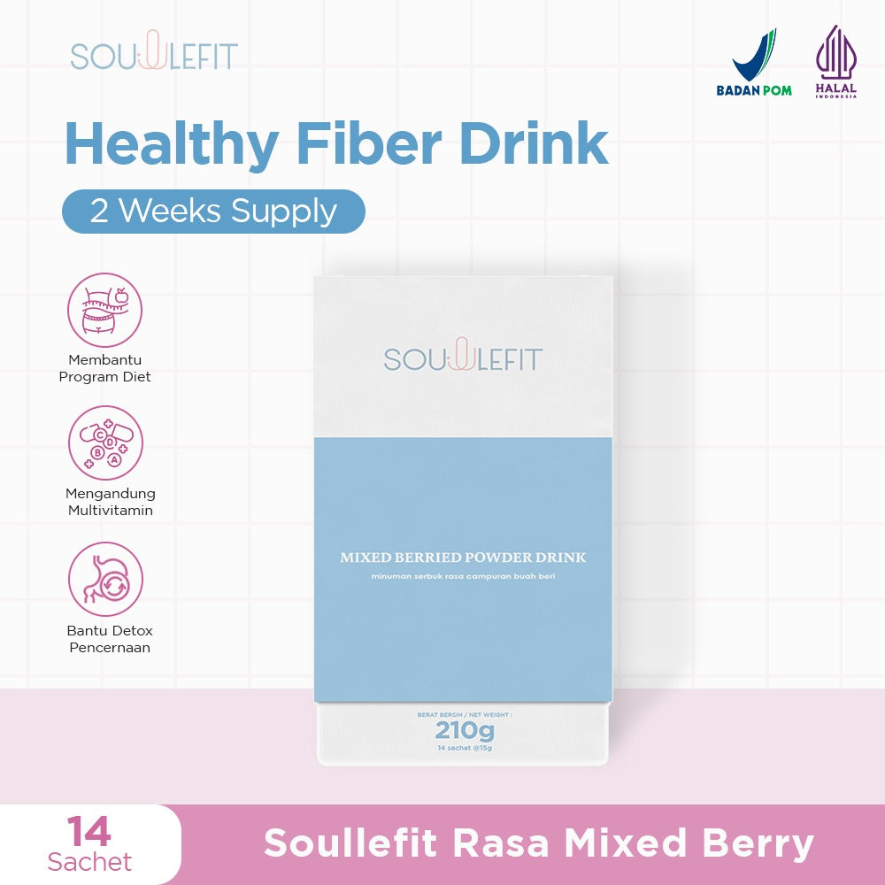 Soullefit Fiber Drink | Fiber & Probiotics Drink | 1 Box Isi 14 Sachet 210gr