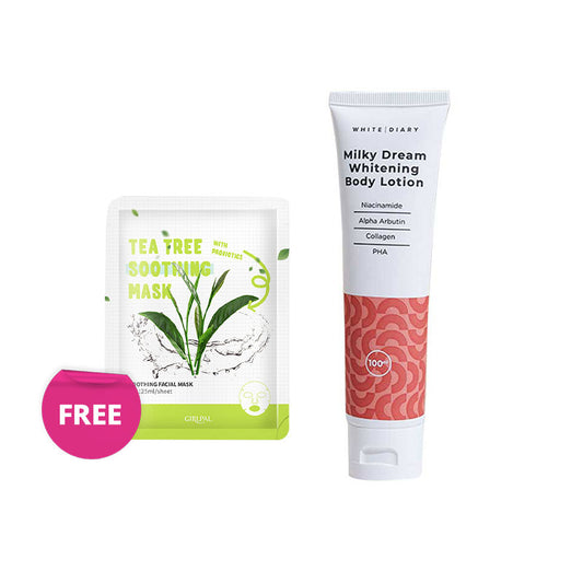 [Combo] WHITE DIARY Milky Dream Whitening Body Lotion + GIRLPAL Tea Tree Soothing Face Sheet Mask