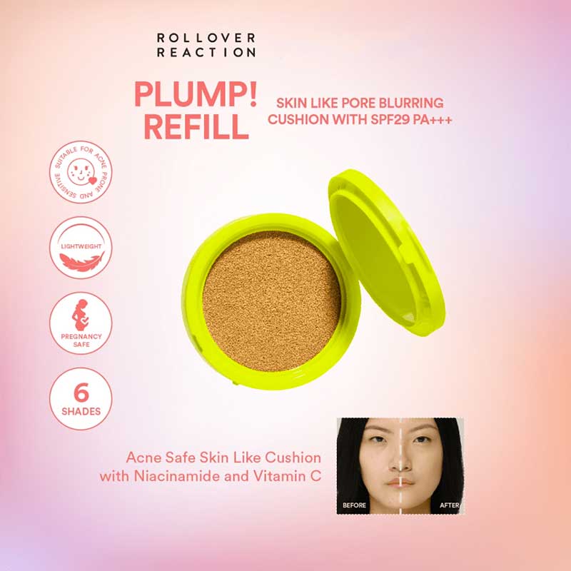 Rollover Reaction PLUMP! Refill Skin Like Acne-Safe Cushion SPF 29PA+++  104 Biscotti | 15 g