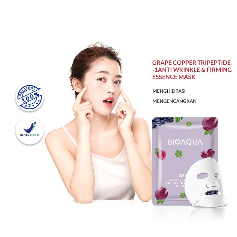 BIOAQUA Grape Copper Tripeptide-1 Anti Wrinkle & Firming Essence Mask 25g