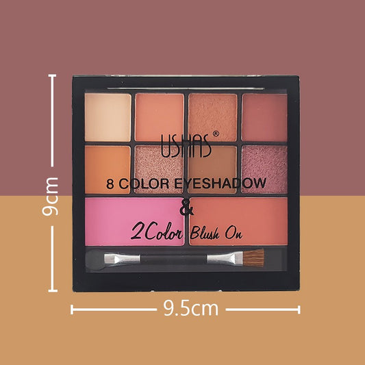 Ushas ES2729 8 Color Eyeshadow & 2 Color Blush On No.01 | 17.6gr