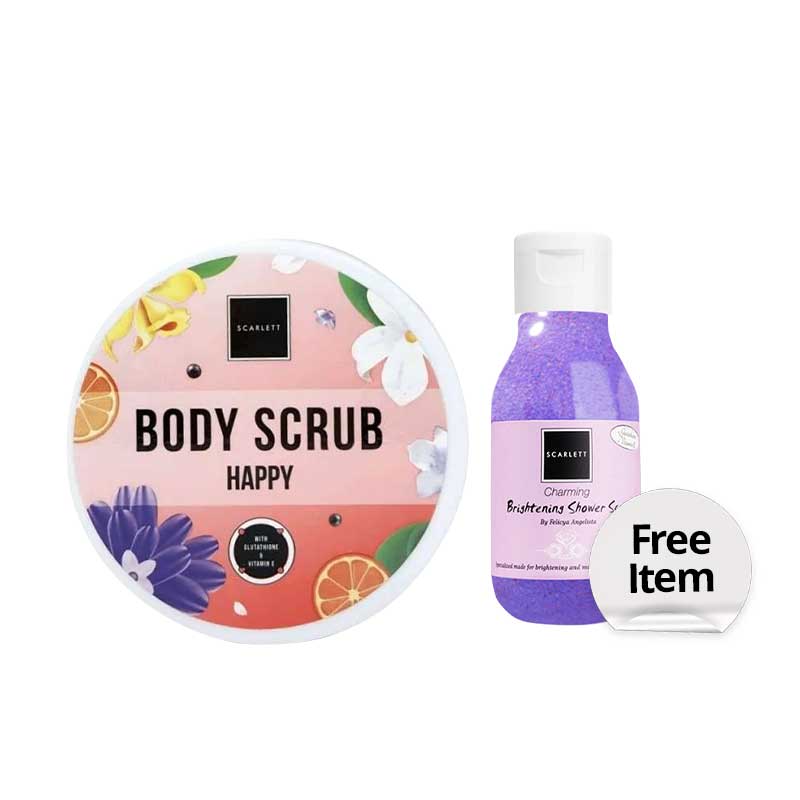 [Combo] Scarlett Whitening Body Scrub Happy | 250 ml + Free Shower Scrub Charming 30 ml