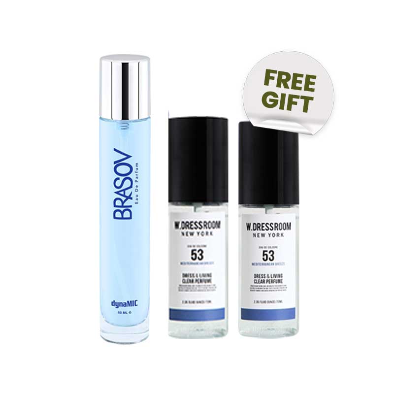 COMBO 2+1 Brasov EDP Dynamic (Biru) | 50 ml & W Dressroom No. 53 Mediterranian Breeze -  70 ml FREE Tester W Dressroom