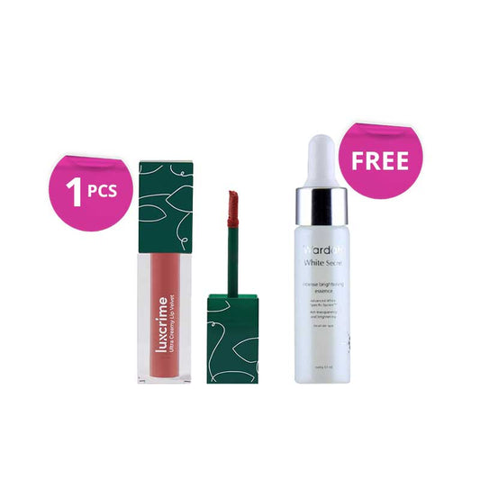 [Combo] LUXCRIME Ultra Creamy Lip Velvet - Sparkling Rose + Free Item  WARDAH White Secret Intens Brightening Essence