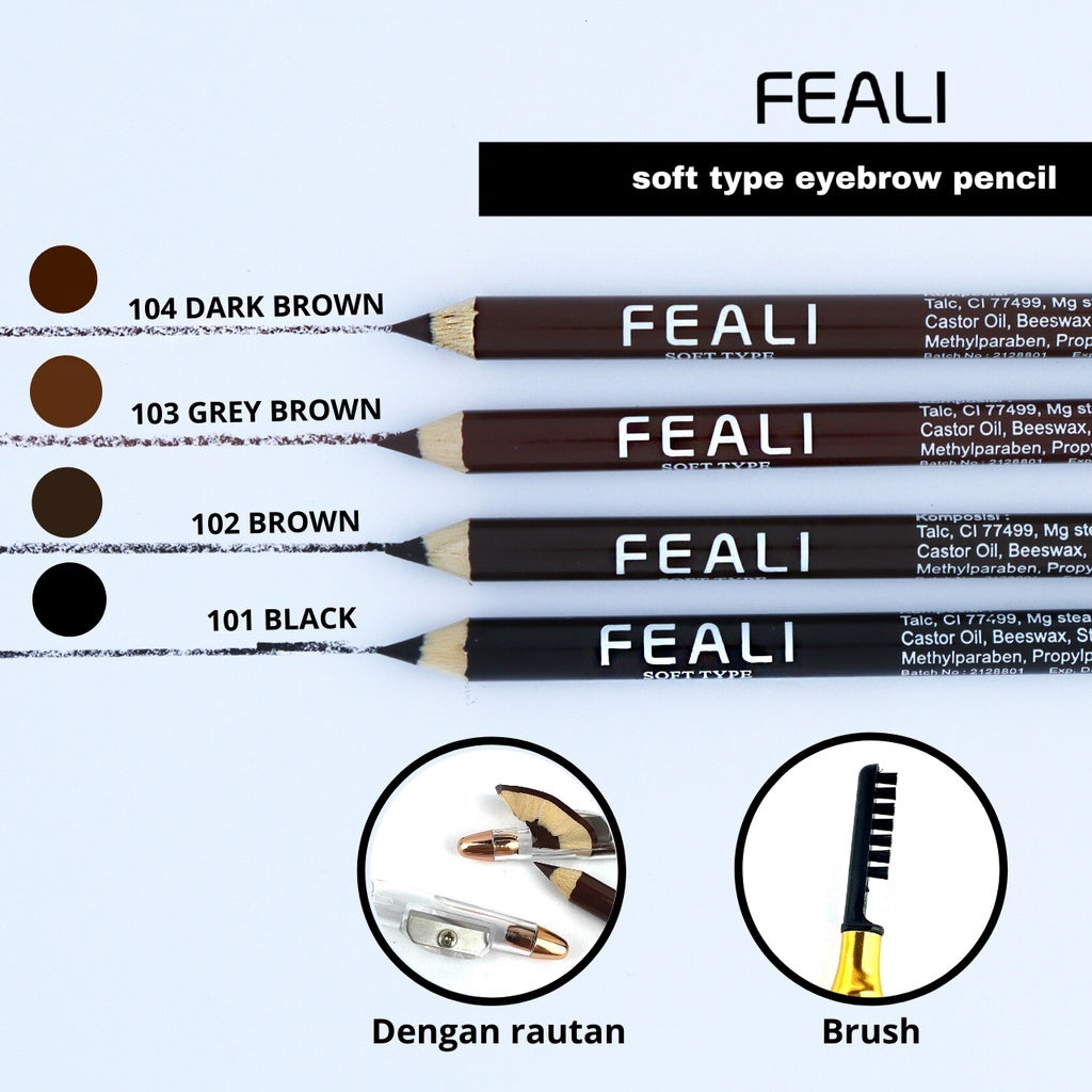 Feali Eyebrow Pencil 2 in 1 - 104. Dark brown | 2.5gr