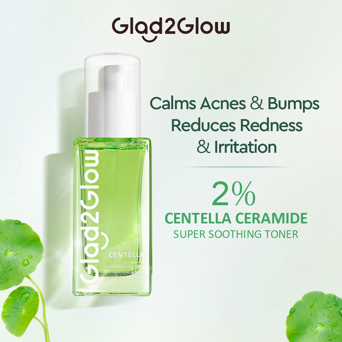 Glad2Glow 2% Centella Ceramide Super Soothing Toner | 40 ml