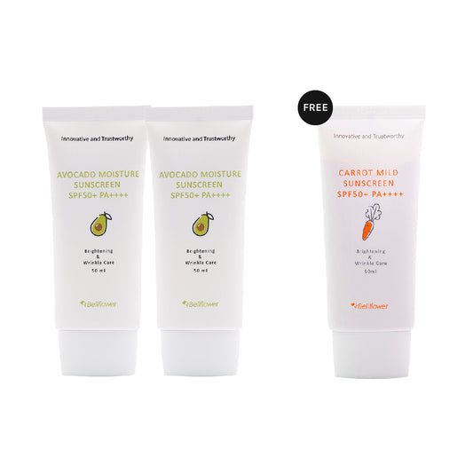 [Combo 2+1] Bellflower Avocado Moisture Sunscreen SPF 50+ PA++++ (50 ml) + [Free] Bellflower Carrot Mild Sunscreen (50 ml)