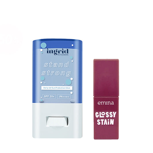 [Combo] Ingrid UV Stick Sunscreen + Emina Glossy Stain 01 Autumn Bell