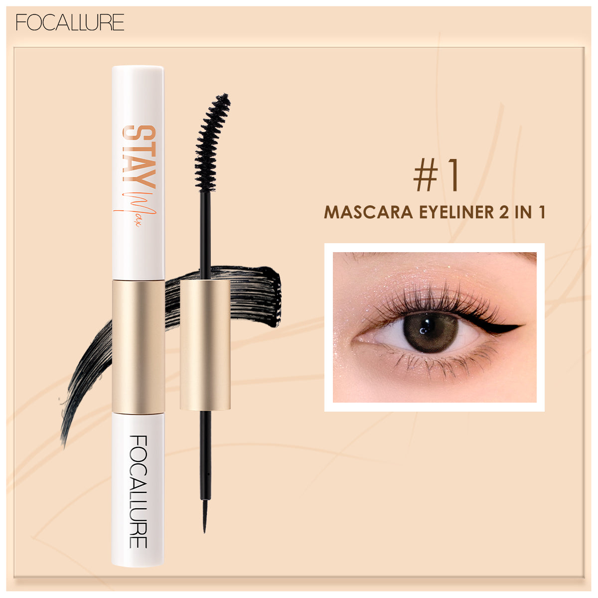 Focallure Waterproof Mascara & Eyeliner 2In1 FA160 #1