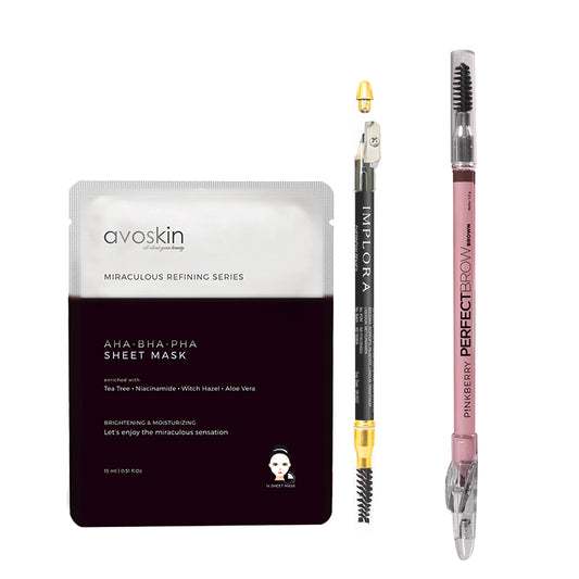 [Combo 50+4] Pinkberry Pfct Brow Brown (1.6g) + [Free x2] Implora Eye Pencil + [Free x2] Avoskin Sheet Mask