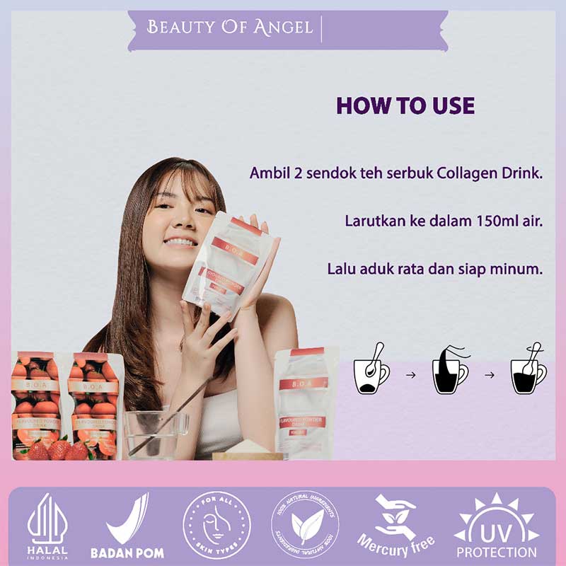 Beauty Of Angel Collagen Drink Paket 2 varian Strawberry & Yoghurt | 50 g